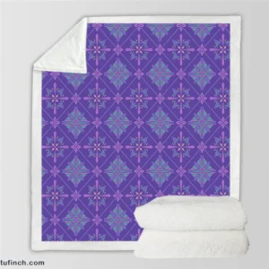 Abstract Geometric Pattern Violet Blue Sherpa Fleece Blanket