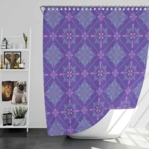 Abstract Geometric Pattern Violet Blue Shower Curtain