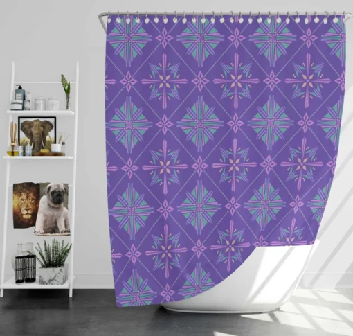 Abstract Geometric Pattern Violet Blue Shower Curtain