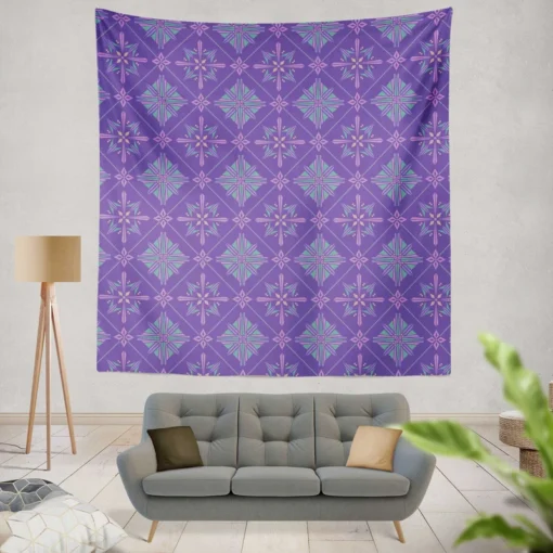 Abstract Geometric Pattern Violet Blue Wall Tapestry