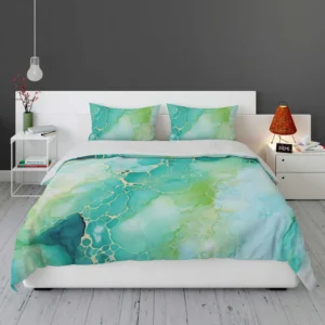 Abstract Ink Textured Marble Bedding Set 1