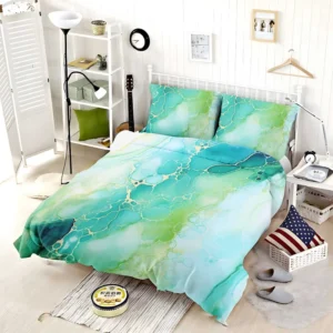 Abstract Ink Textured Marble Bedding Set