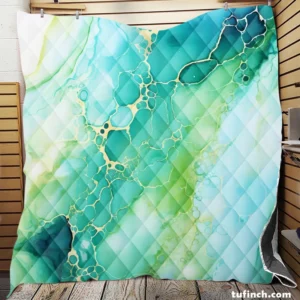 Abstract Ink Textured Marble Quilt Blanket