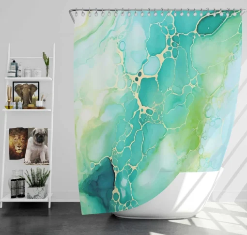 Abstract Ink Textured Marble Shower Curtain