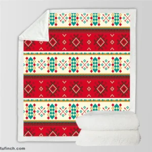 Abstract National Square Design Sherpa Fleece Blanket