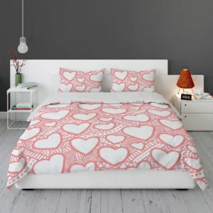 Abstract Pink Love Heart Pattern Bedding Set 1