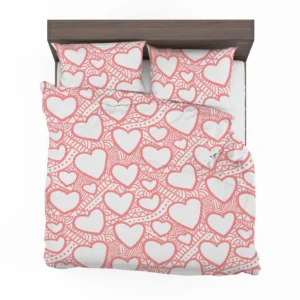 Abstract Pink Love Heart Pattern Bedding Set 2