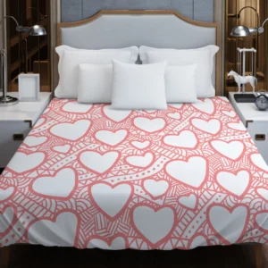 Abstract Pink Love Heart Pattern Duvet Cover