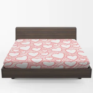 Abstract Pink Love Heart Pattern Fitted Sheet 1