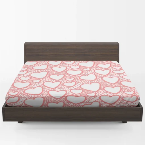 Abstract Pink Love Heart Pattern Fitted Sheet 1