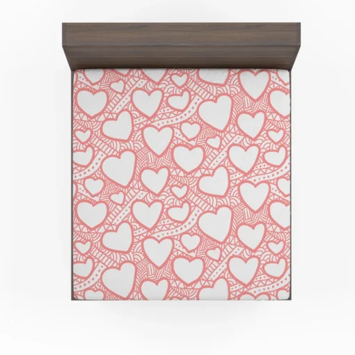 Abstract Pink Love Heart Pattern Fitted Sheet