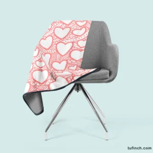 Abstract Pink Love Heart Pattern Fleece Blanket 2