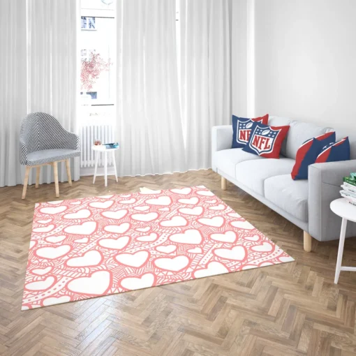 Abstract Pink Love Heart Pattern Rug 2