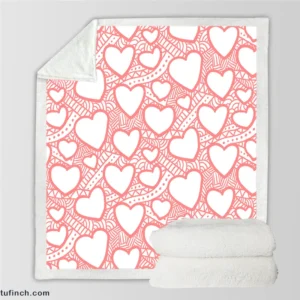 Abstract Pink Love Heart Pattern Sherpa Fleece Blanket