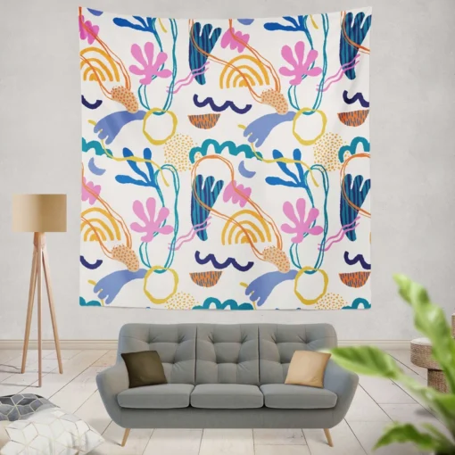 Abstract Shapes Pattern Design Wall Tapestry