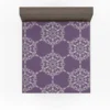 Abstract Silver Floral Damask On Purple Fitted Sheet