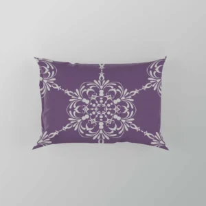 Abstract Silver Floral Damask On Purple Pillow Case