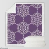 Abstract Silver Floral Damask On Purple Sherpa Fleece Blanket