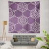 Abstract Silver Floral Damask On Purple Wall Tapestry