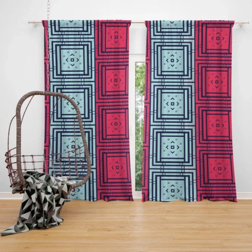 Abstract Square Two Colored Curtain