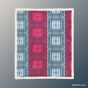 Abstract Square Two Colored Sherpa Fleece Blanket 1