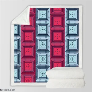 Abstract Square Two Colored Sherpa Fleece Blanket