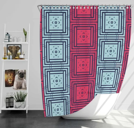 Abstract Square Two Colored Shower Curtain