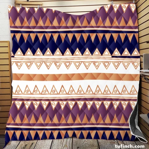 Abstract Tribal Stripes Design Quilt Blanket