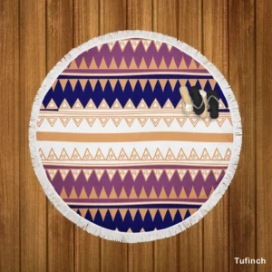 Abstract Tribal Stripes Design Round Beach Towel