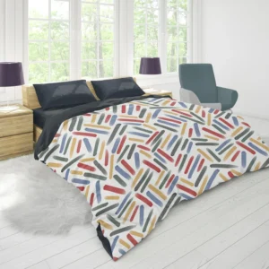 Abstract Watercolor Lines Pattern Duvet Cover 1