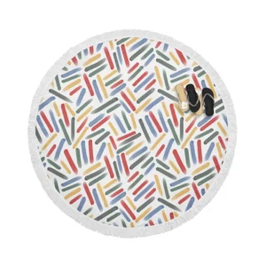 Abstract Watercolor Lines Pattern Round Beach Towel