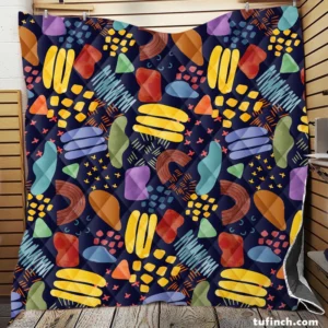 Abstract Watercolor Pattern on Indigo Blue Background Quilt Blanket