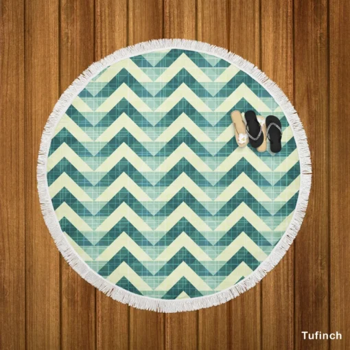 Abstract Zigzag Design Round Beach Towel