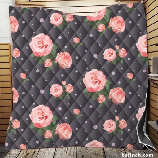 Adorable Bloomed Roses Flower Quilt Blanket