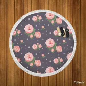 Adorable Bloomed Roses Flower Round Beach Towel