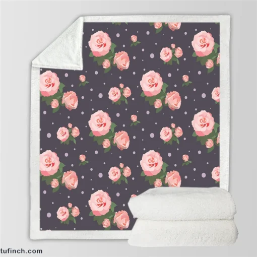 Adorable Bloomed Roses Flower Sherpa Fleece Blanket