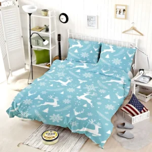 Adorable Winter Deer Seamless Pattern Bedding Set