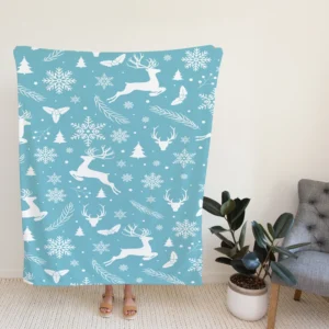 Adorable Winter Deer Seamless Pattern Fleece Blanket