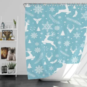 Adorable Winter Deer Seamless Pattern Shower Curtain