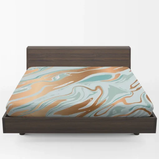 Adriatic Mist Liquid Marble Design Fitted Sheet 1