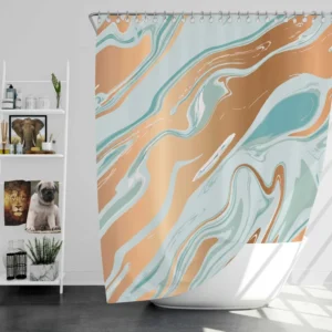 Adriatic Mist Liquid Marble Design Shower Curtain