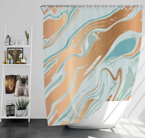 Adriatic Mist Liquid Marble Design Shower Curtain