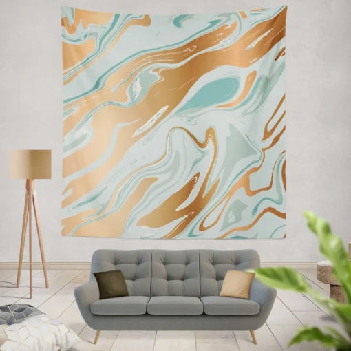 Adriatic Mist Liquid Marble Design Wall Tapestry