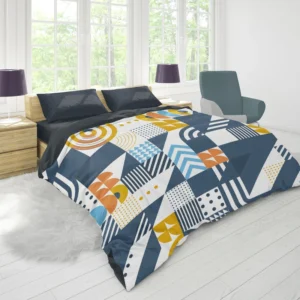 Aegean Blue Geometric Mosaic Pattern Design Duvet Cover 1