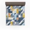 Aegean Blue Geometric Mosaic Pattern Design Fitted Sheet