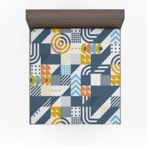 Aegean Blue Geometric Mosaic Pattern Design Fitted Sheet