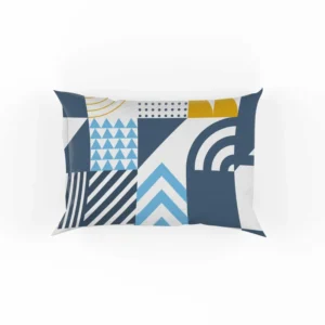 Aegean Blue Geometric Mosaic Pattern Design Pillow Case