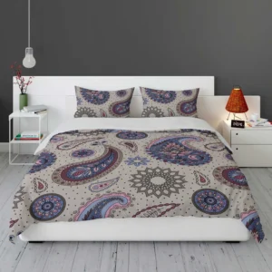 Aesthetic Beautiful Purple Paisley Bedding Set 1