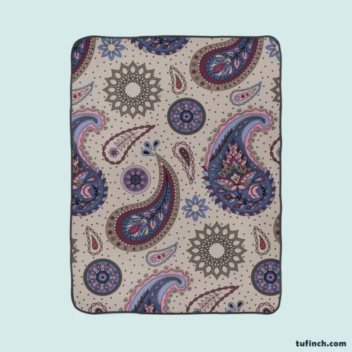 Aesthetic Beautiful Purple Paisley Fleece Blanket 1