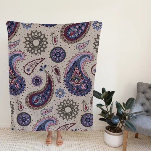 Aesthetic Beautiful Purple Paisley Fleece Blanket